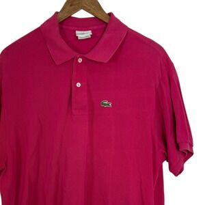Lacoste Men's Pink Short Sleeve Classic Fit Polo Shirt Made in France Size 7 XL